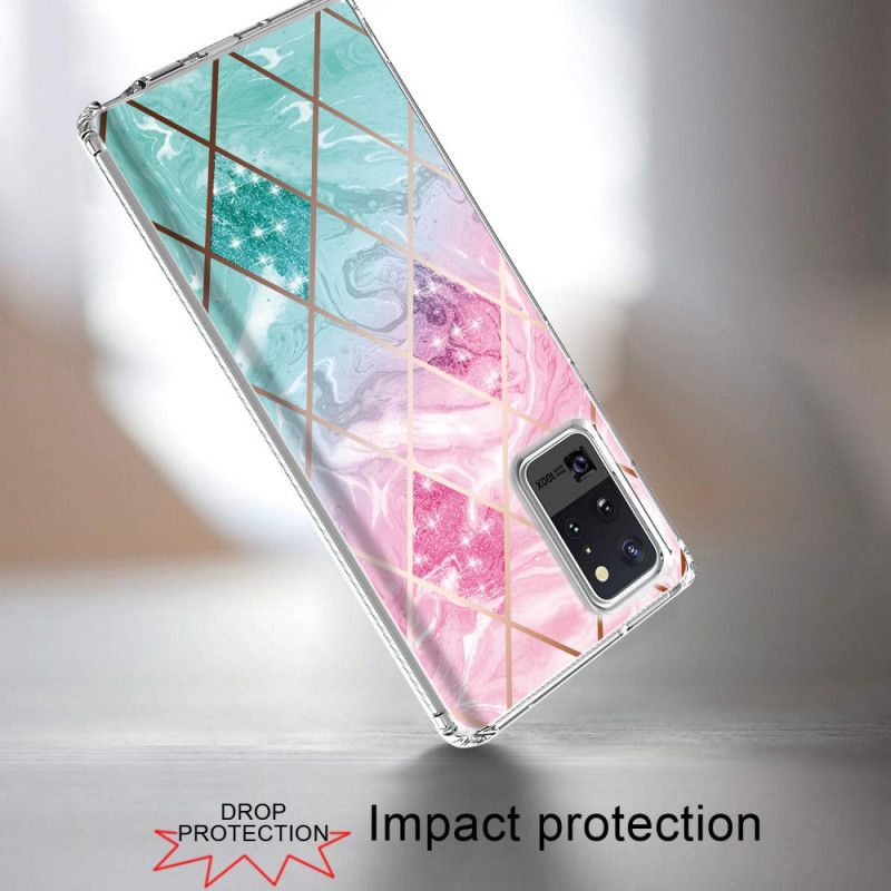 Cover Samsung Galaxy Note 20 Ultra Lyserød Marmorglitter I Fliser