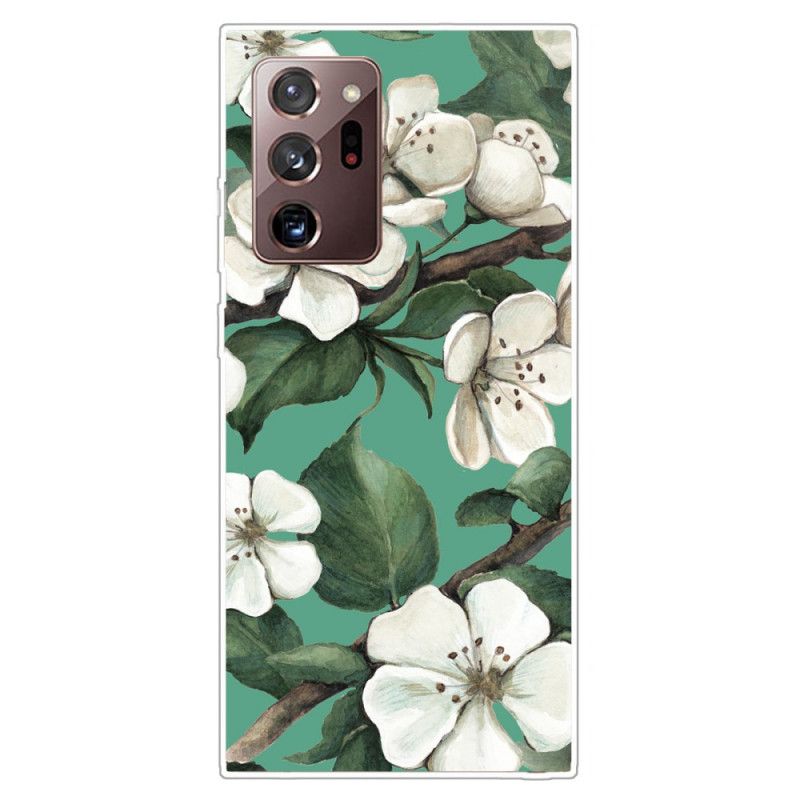 Cover Samsung Galaxy Note 20 Ultra Mobilcover Malede Hvide Blomster