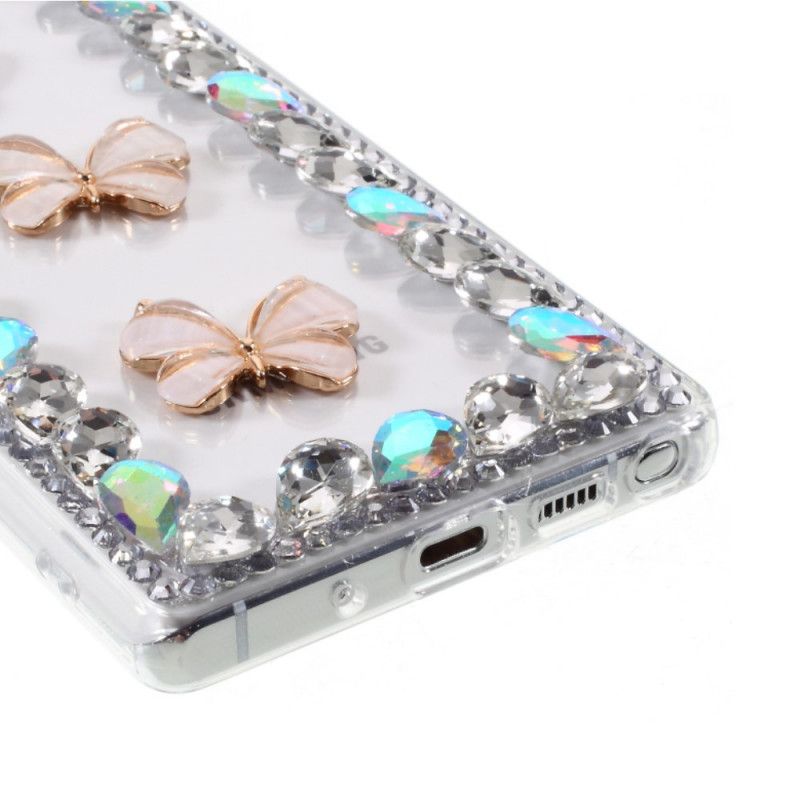 Cover Samsung Galaxy Note 20 Ultra Skitse Rhinestones Og Sommerfugle Original