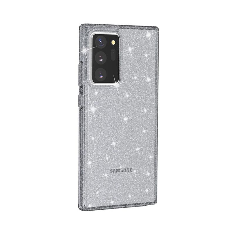 Cover Samsung Galaxy Note 20 Ultra Sort Glitterpulver