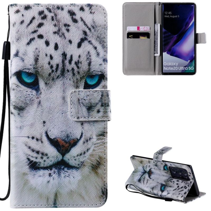 Flip Cover Læder for Samsung Galaxy Note 20 Ultra Hvid Tiger