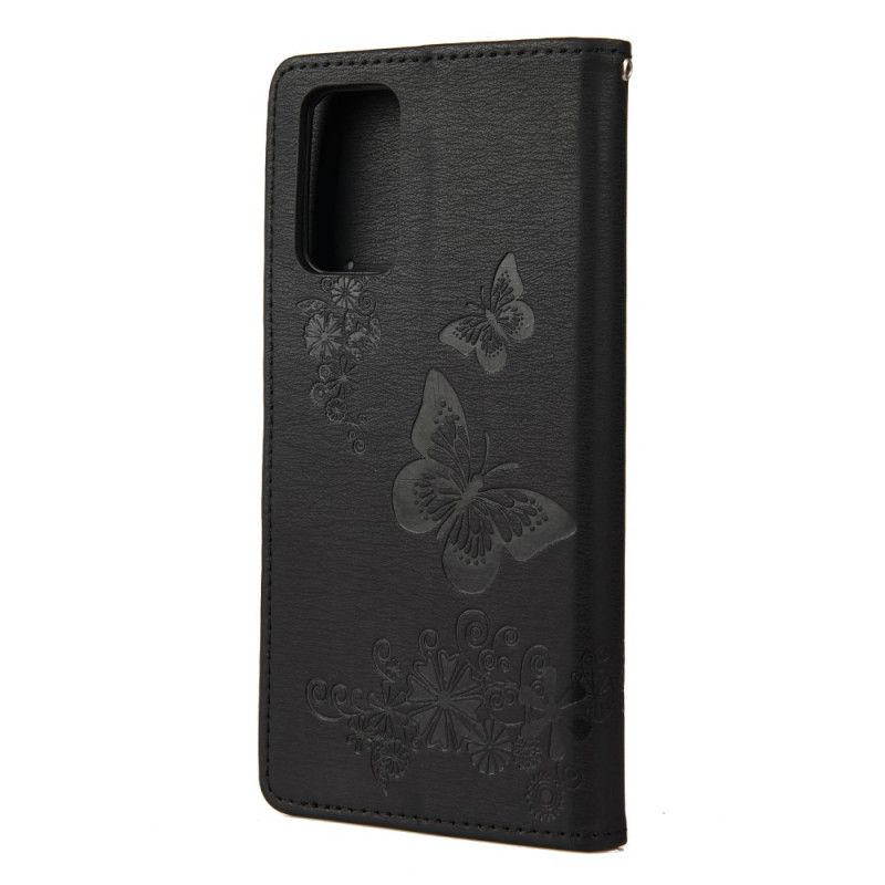 Flip Cover Læder for Samsung Galaxy Note 20 Ultra Sort Pragtige Sommerfugle