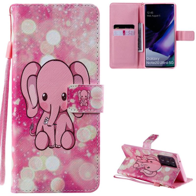 Flip Cover Læder Samsung Galaxy Note 20 Ultra Lyserød Baby Elefant