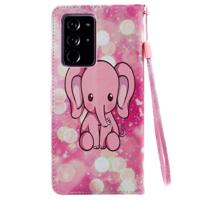 Flip Cover Læder Samsung Galaxy Note 20 Ultra Lyserød Baby Elefant