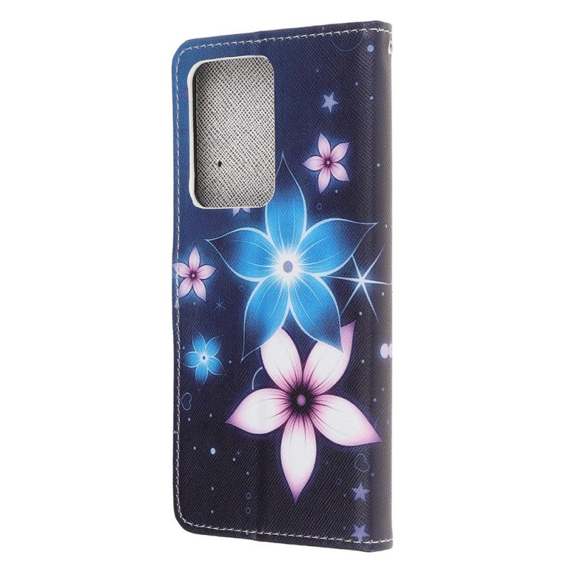 Flip Cover Læder Samsung Galaxy Note 20 Ultra Måneblomster Med Rem