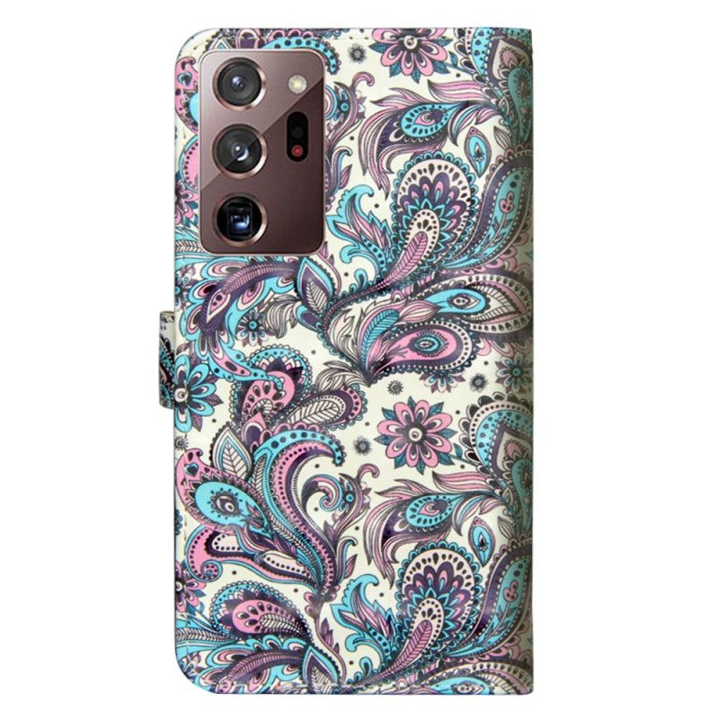 Flip Cover Læder Samsung Galaxy Note 20 Ultra Mønstrede Blomster