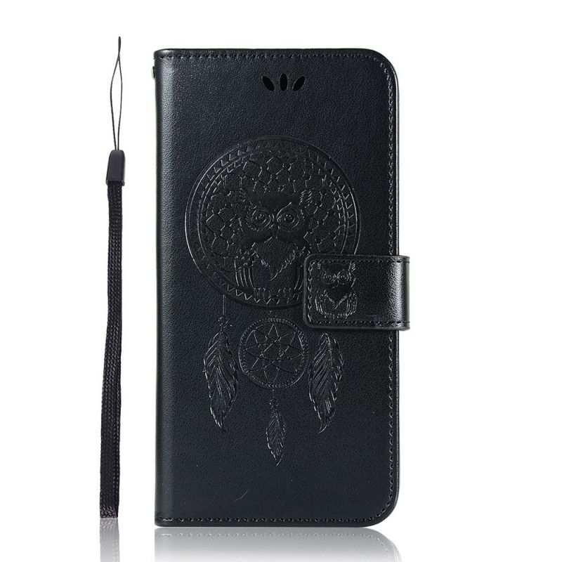 Flip Cover Læder Samsung Galaxy Note 20 Ultra Sort Dreamcatcher Af Ugle I Lædereffekt Beskyttelse