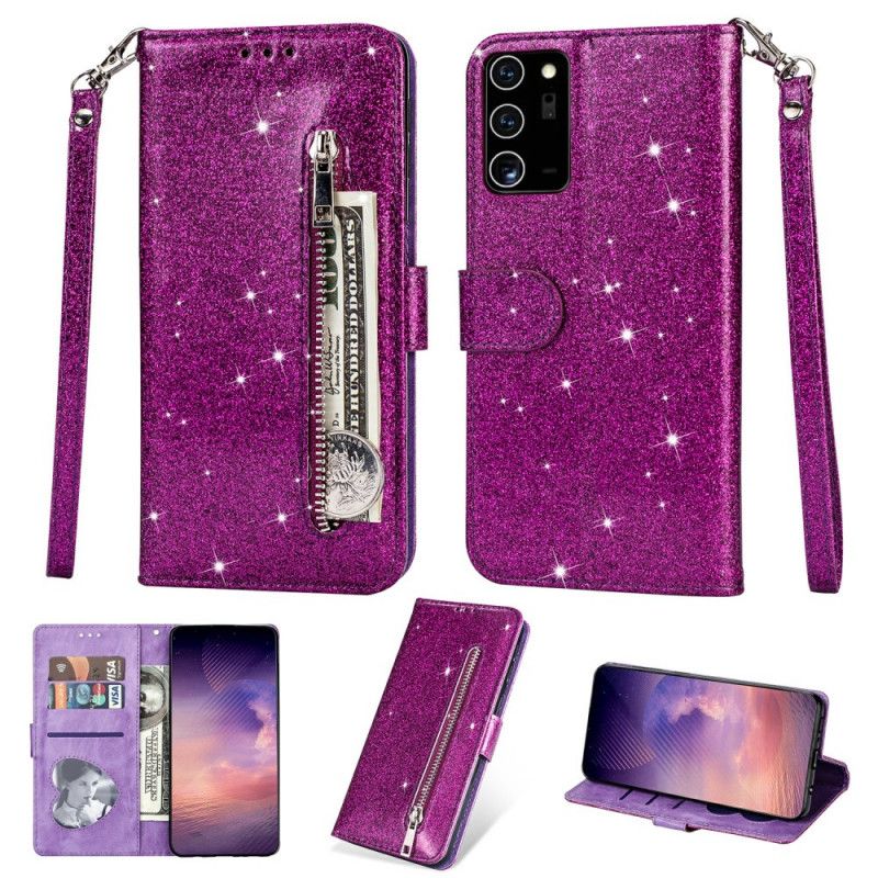 Flip Cover Læder Samsung Galaxy Note 20 Ultra Sort Glitterpung Beskyttelse