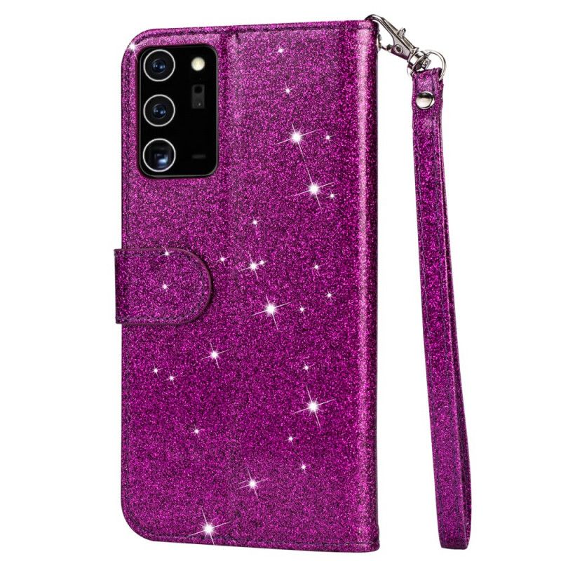 Flip Cover Læder Samsung Galaxy Note 20 Ultra Sort Glitterpung Beskyttelse