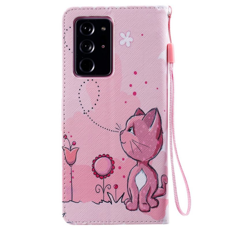 Flip Cover Samsung Galaxy Note 20 Ultra Baby Lyserød Kat