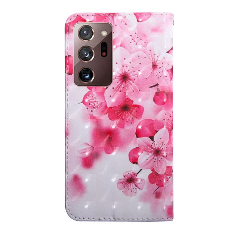 Flip Cover Samsung Galaxy Note 20 Ultra Mobilcover Lyserøde Blomster