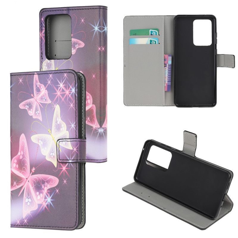 Flip Cover Samsung Galaxy Note 20 Ultra Sort Intense Sommerfugle