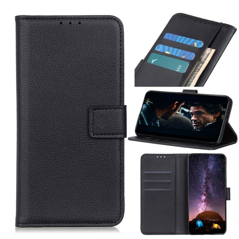 Flip Cover Samsung Galaxy Note 20 Ultra Sort Tekstureret Litchi