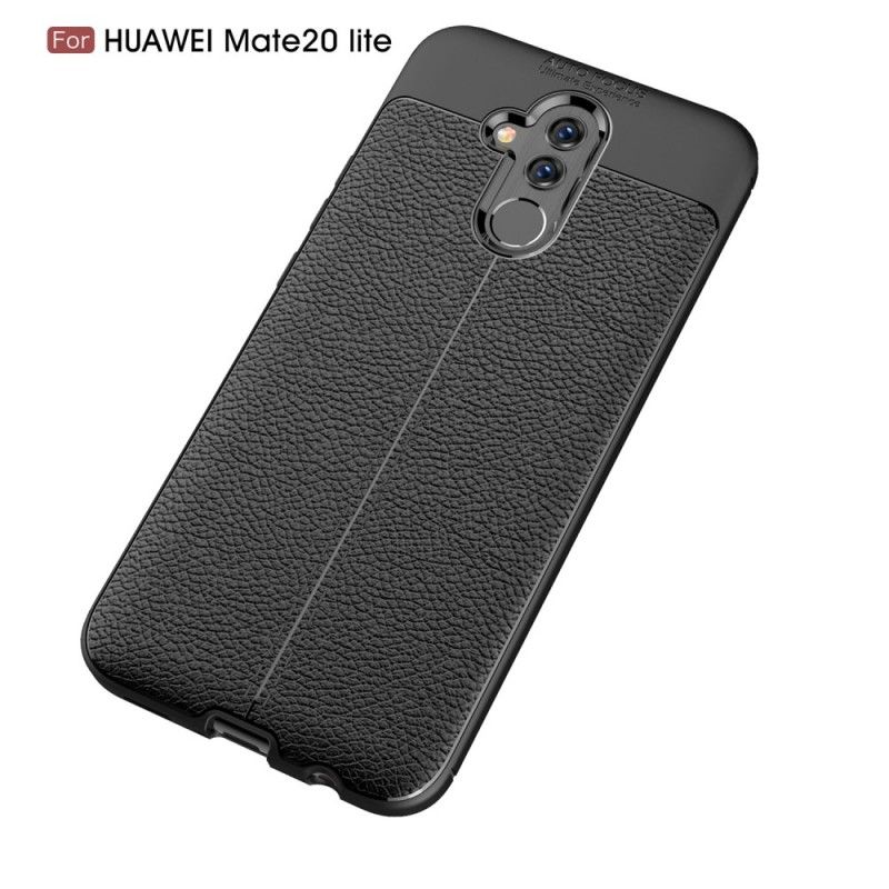 Cover Huawei Mate 20 Lite Sort Dobbeltlinjeret Lychee-Lædereffekt Original