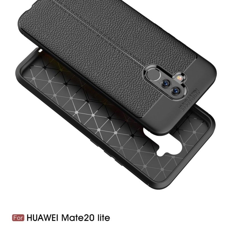 Cover Huawei Mate 20 Lite Sort Dobbeltlinjeret Lychee-Lædereffekt Original