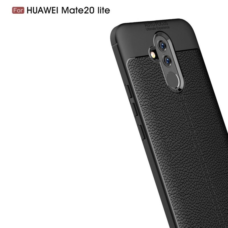 Cover Huawei Mate 20 Lite Sort Dobbeltlinjeret Lychee-Lædereffekt Original