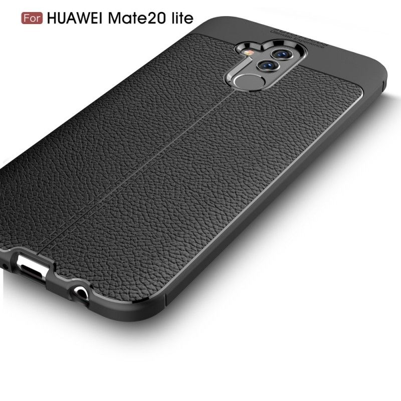 Cover Huawei Mate 20 Lite Sort Dobbeltlinjeret Lychee-Lædereffekt Original