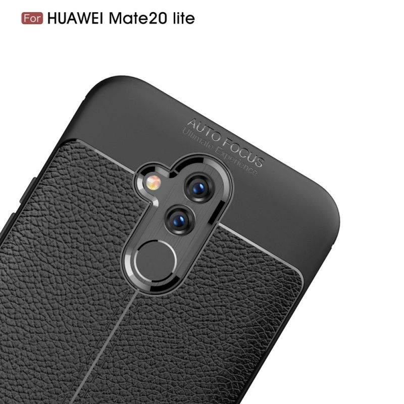 Cover Huawei Mate 20 Lite Sort Dobbeltlinjeret Lychee-Lædereffekt Original