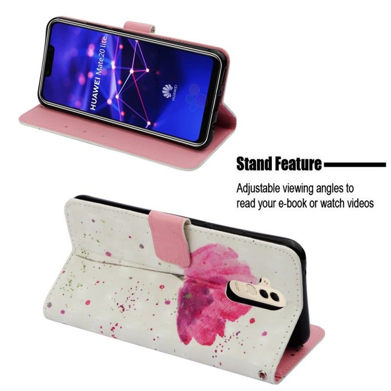 Flip Cover Læder for Huawei Mate 20 Lite 3D Akvarelvalmue