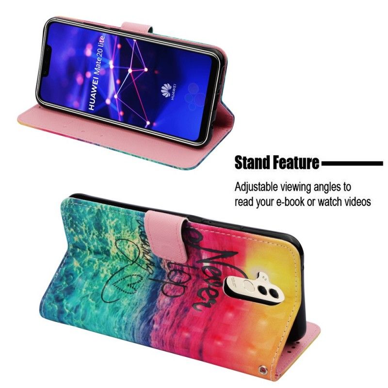 Flip Cover Læder for Huawei Mate 20 Lite Stop Aldrig Med At Drømme 3D