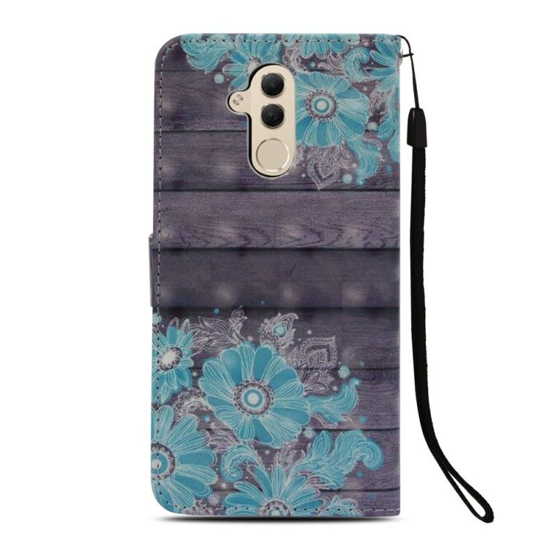 Flip Cover Læder Huawei Mate 20 Lite 3D Blå Blomster