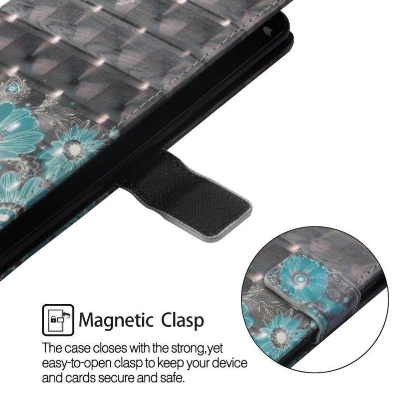 Flip Cover Læder Huawei Mate 20 Lite 3D Blå Blomster