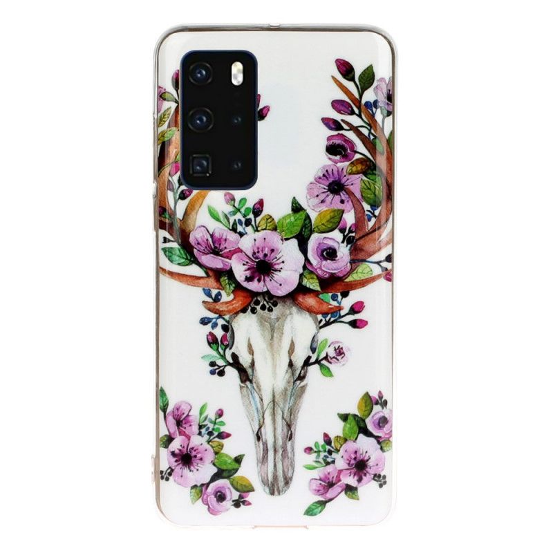 Cover for Huawei P40 Fluorescerende Blomstrende Elg