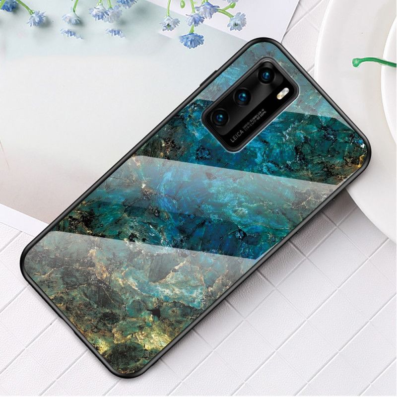 Cover for Huawei P40 Hvid Premiumfarver Hærdet Glas