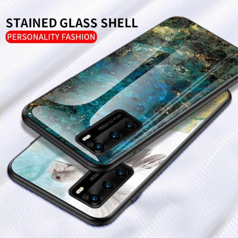 Cover for Huawei P40 Hvid Premiumfarver Hærdet Glas