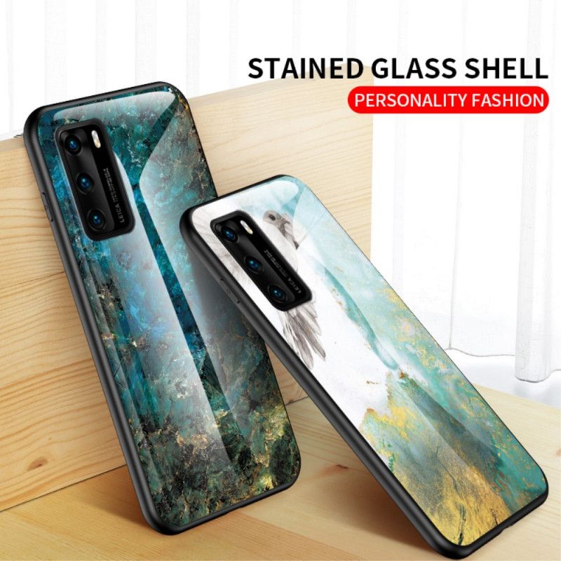 Cover for Huawei P40 Hvid Premiumfarver Hærdet Glas