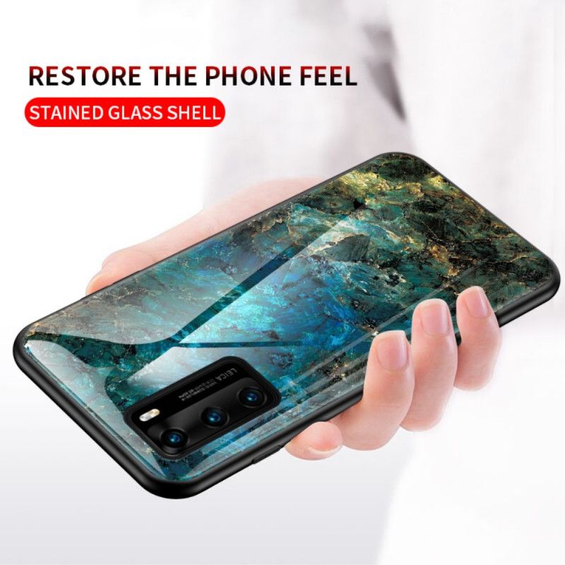 Cover for Huawei P40 Hvid Premiumfarver Hærdet Glas