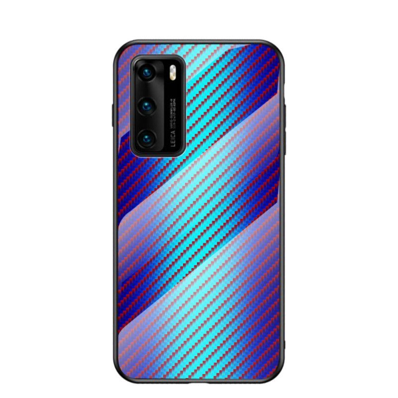 Cover for Huawei P40 Magenta Kulfiber Hærdet Glas