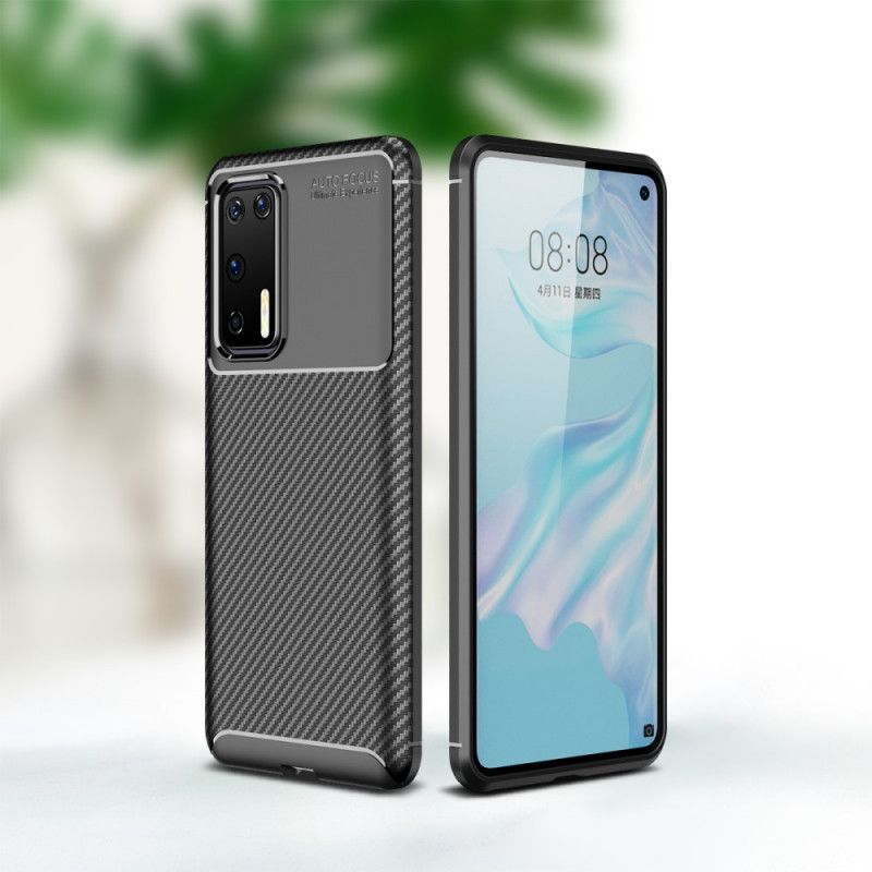 Cover for Huawei P40 Sort Fleksibel Kulfibertekstur