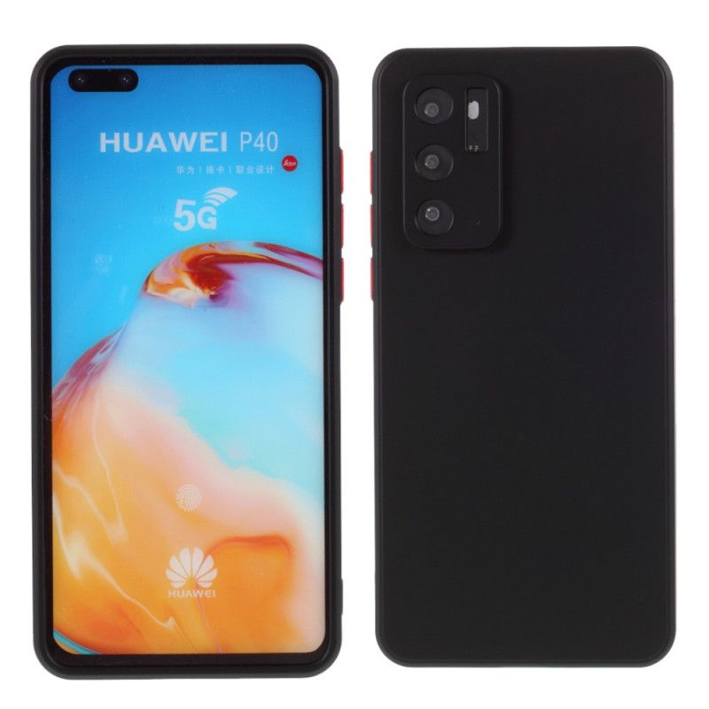 Cover for Huawei P40 Sort Fleksibel Silikonefarvet Knap