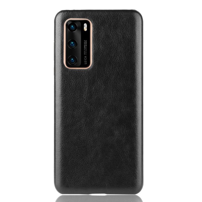 Cover for Huawei P40 Sort Præstationslychee-Lædereffekt