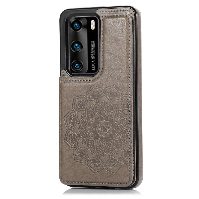 Cover Huawei P40 Grå Mandala Print Kortholder