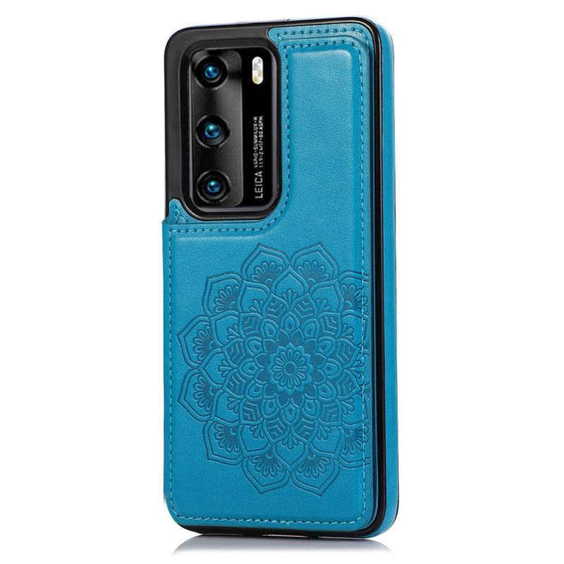 Cover Huawei P40 Grå Mandala Print Kortholder