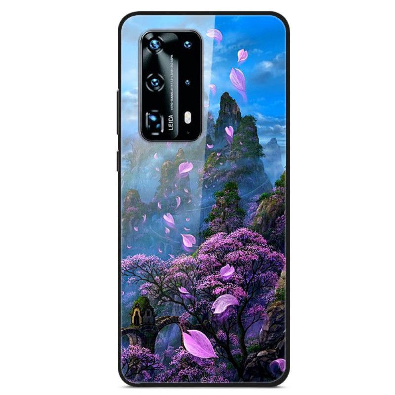 Cover Huawei P40 Lys Lilla Mobilcover Imaginært Landskabshærdet Glas