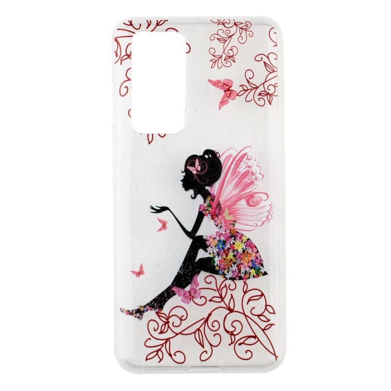 Cover Huawei P40 Mobilcover Gennemsigtig Blomsterfe