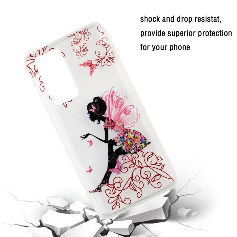 Cover Huawei P40 Mobilcover Gennemsigtig Blomsterfe