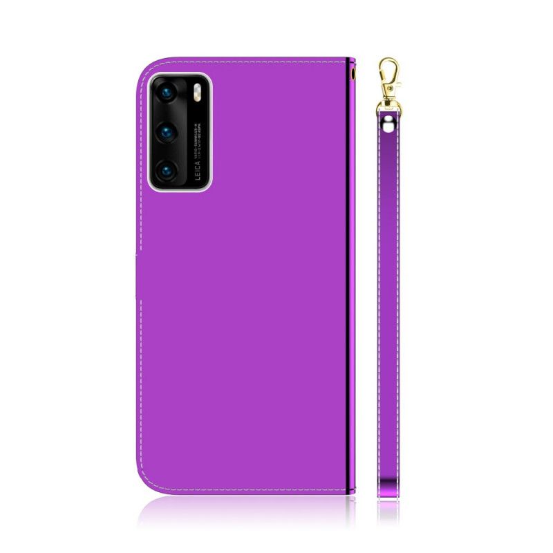 Flip Cover Huawei P40 Magenta Spejlbetræk I Imiteret Læder