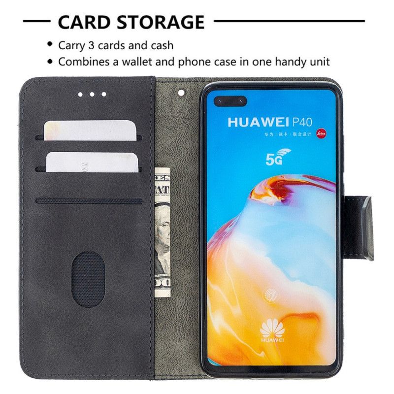 Flip Cover Huawei P40 Sort Mobilcover Klassisk Krokodillehudeffekt