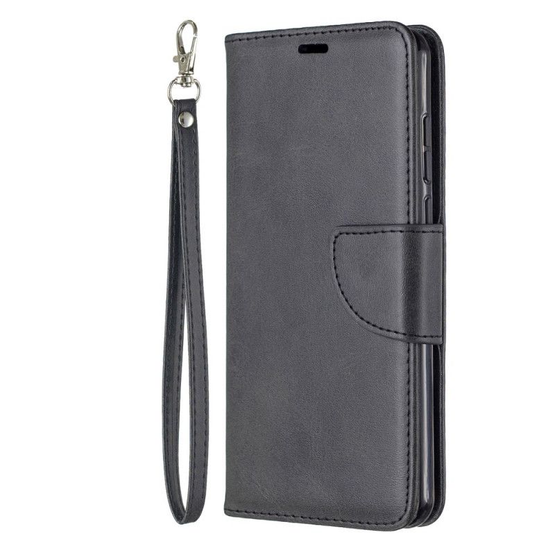 Flip Cover Læder for Huawei P40 Sort Glat Skrå Flap