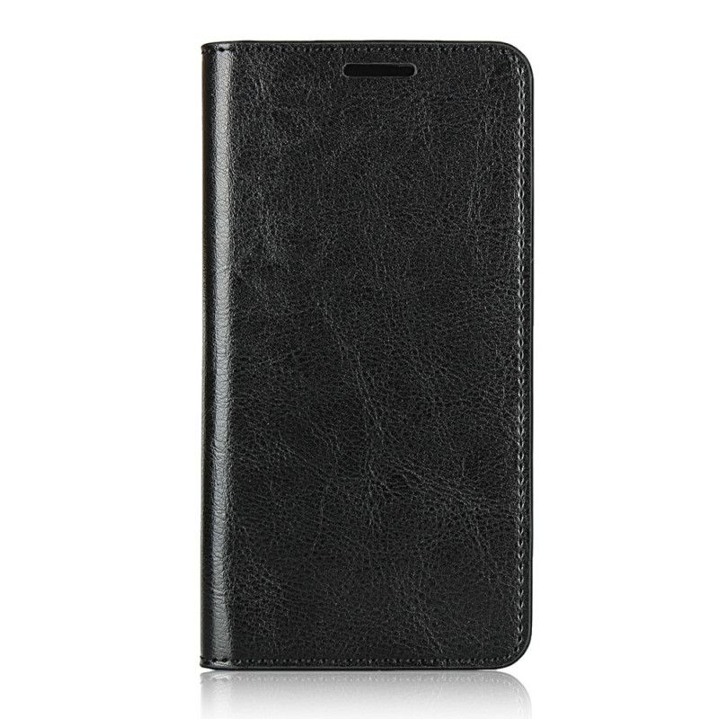 Læder Cover for Huawei P40 Sort Ægte Læder