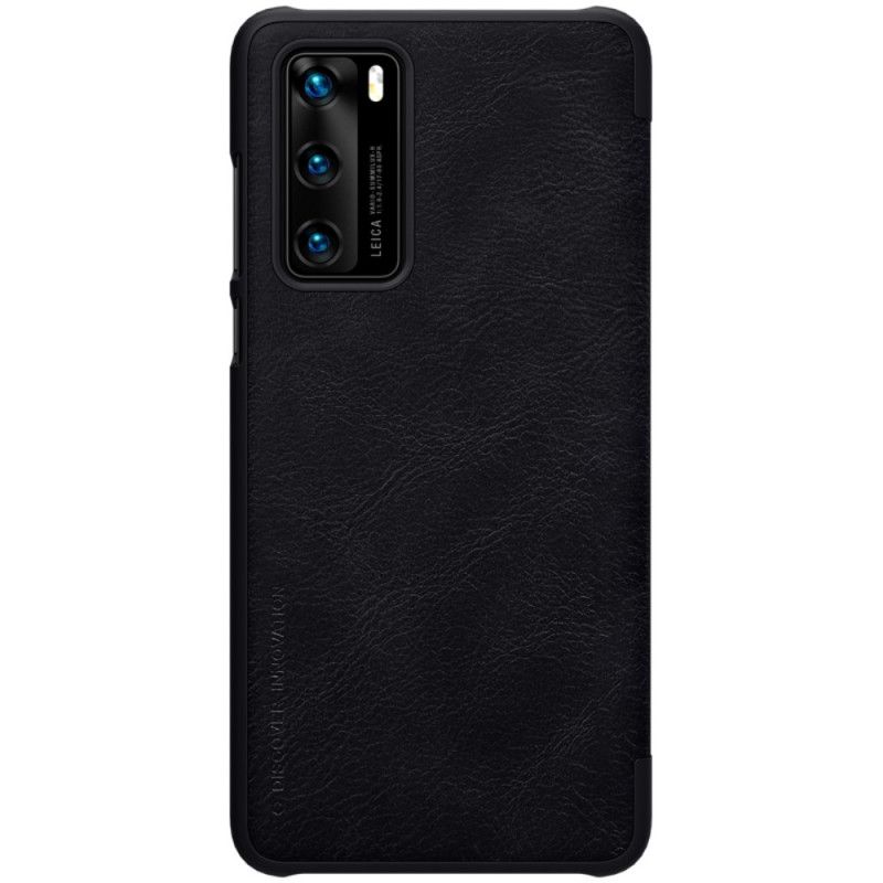 Læder Cover for Huawei P40 Sort Qin Serie Nillkin