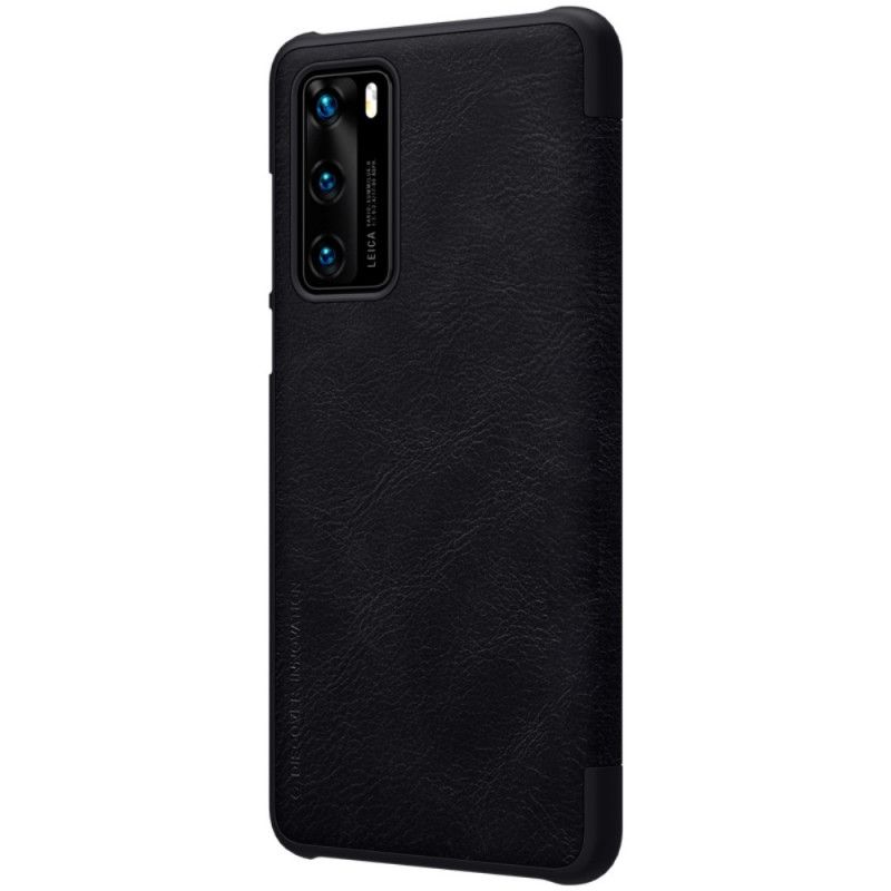 Læder Cover for Huawei P40 Sort Qin Serie Nillkin