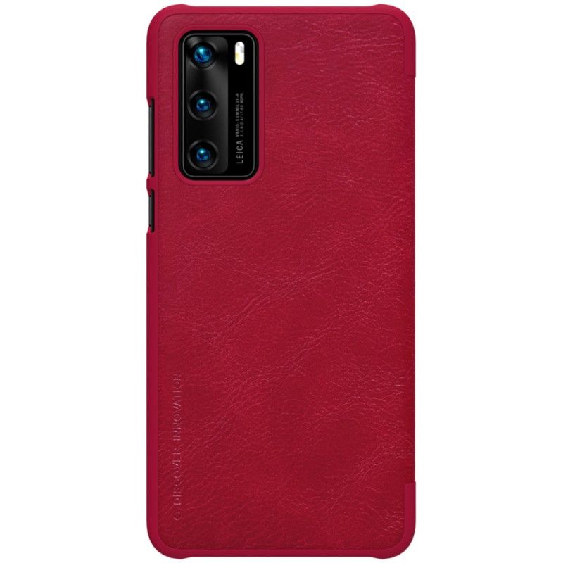 Læder Cover for Huawei P40 Sort Qin Serie Nillkin