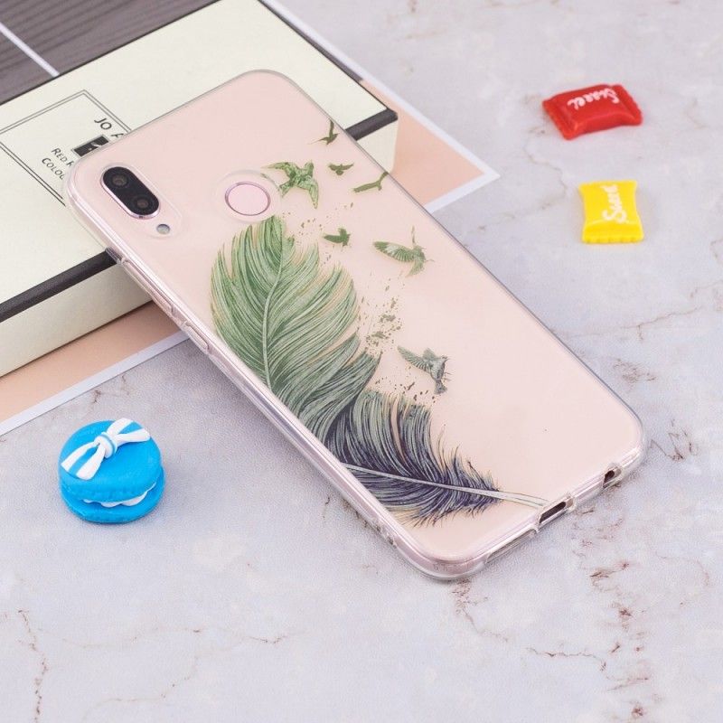 Cover Huawei P20 Lite Gennemsigtige Farvede Fjer Original