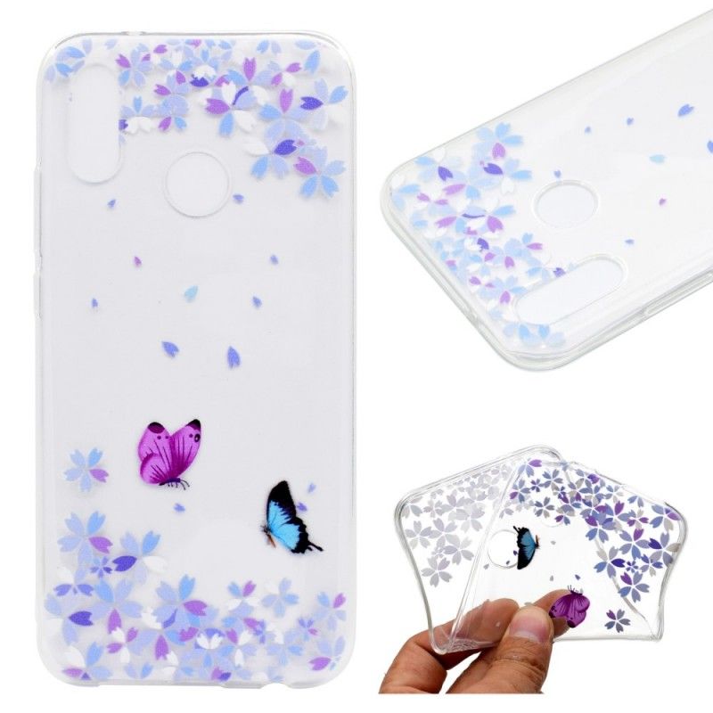 Cover Huawei P20 Lite Gennemsigtige Sommerfugle Og Blomster