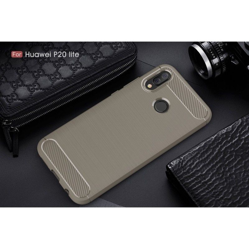 Cover Huawei P20 Lite Sort Børstet Kulfiber